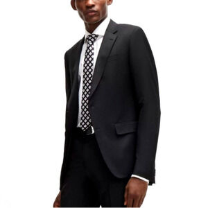 NWT! Hugo Boss 42R Italian $649 WOOL Slim Fit Blazer 2 Button Suit Jacket Black